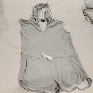Gray Hooded Sleeveless Romper